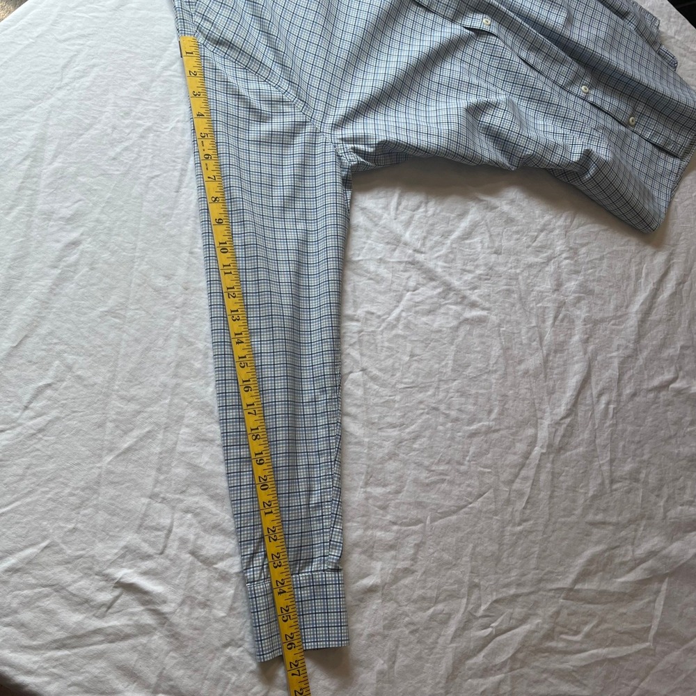 Peter Millar Mens Blue Check Stretch Cotton Button Down Shirt Large MF19W26NBL - Picture 8 of 10